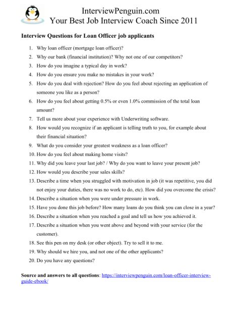 Loan Officer Interview Question Guide .